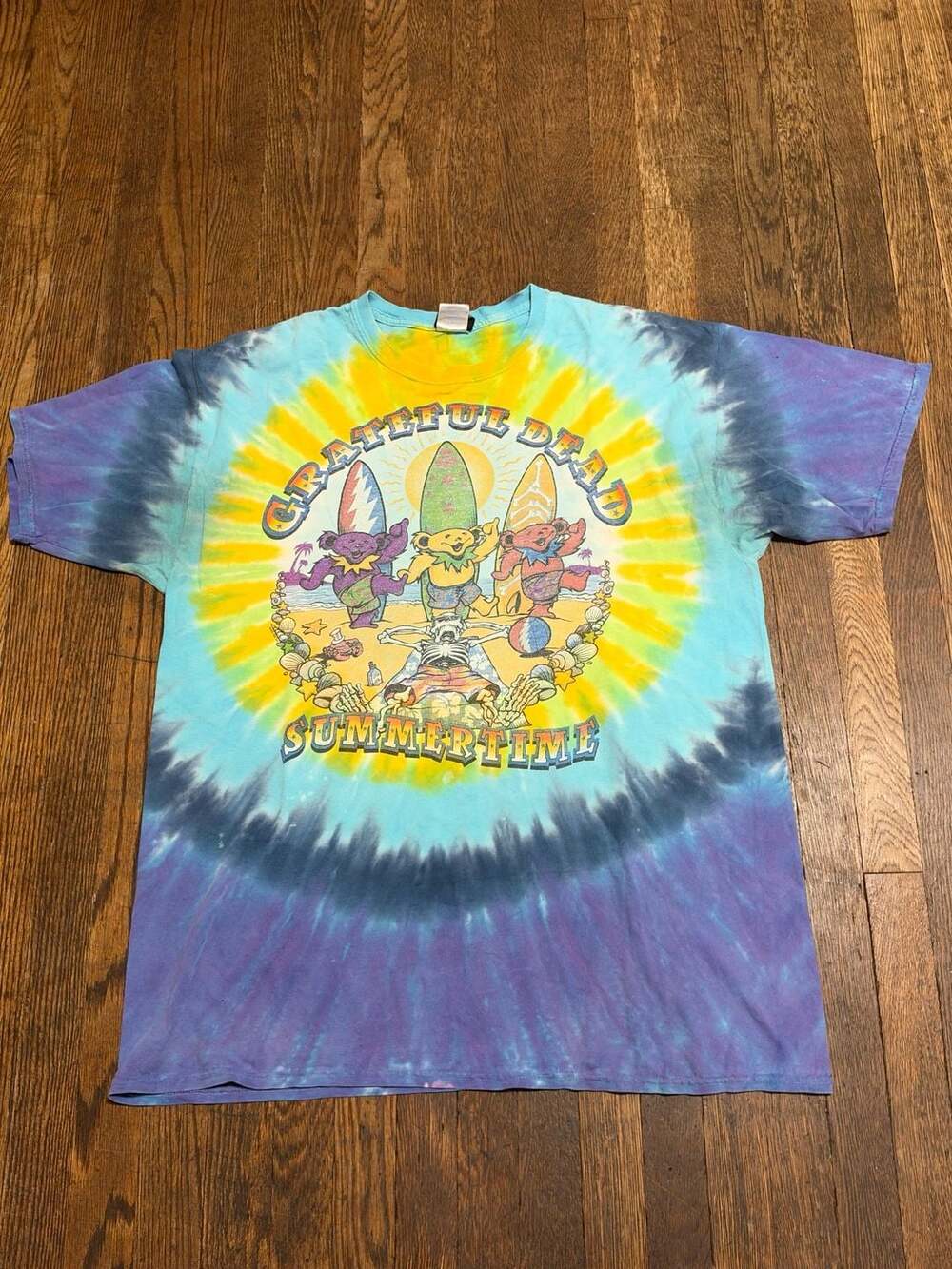 Vintage Liquid Blue Grateful Dead Summertime Size XL Tie Dye T-Shirt